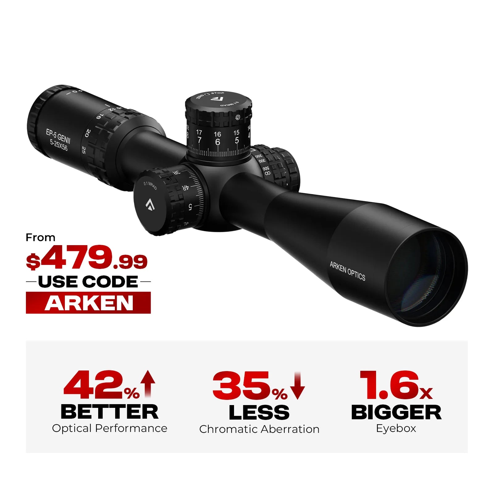 EP-5 GENII 5-25x56 FFP Illuminated VPR/TOR - Zero Stop - 34mm Tube