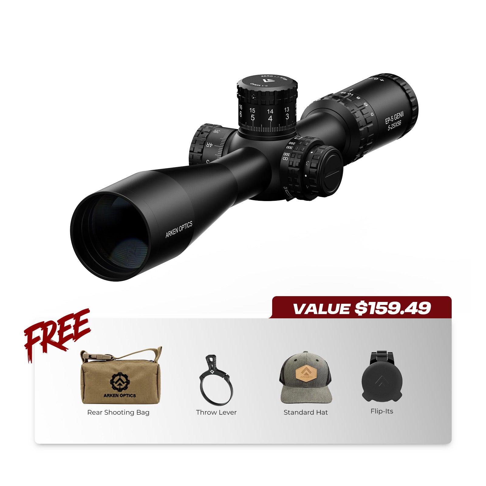Arken EP-5 GENII 5-25x56 FFP Precision Rifle Scope with