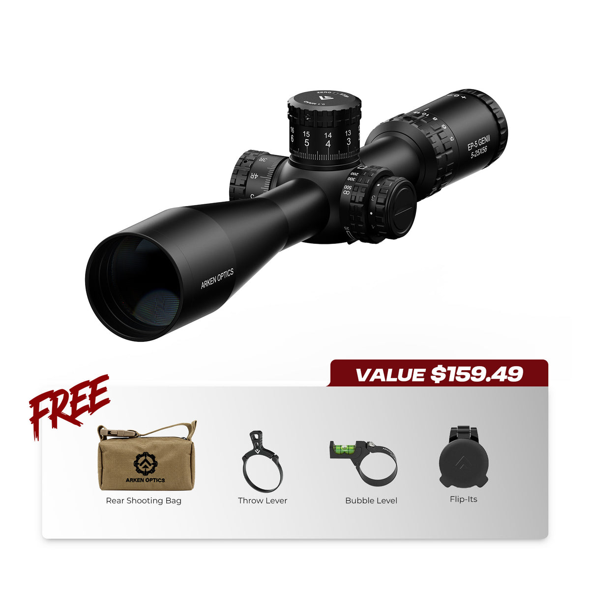 EP-5 GENII 5-25x56 FFP Illuminated VPR/TOR - Zero Stop - 34mm Tube