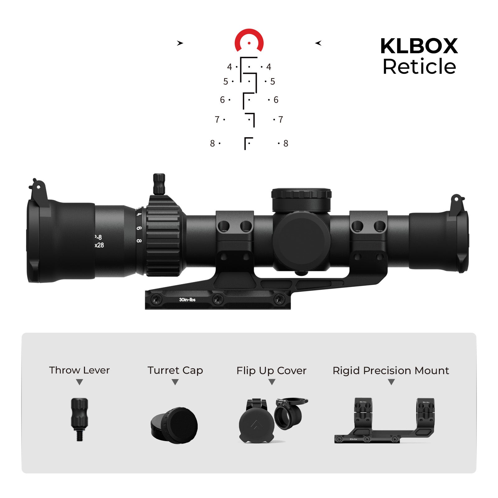 ARKEN EP-8 1-8x28 FFP LPVO Scope | KLGRID & KLBOX Reticle – Arken