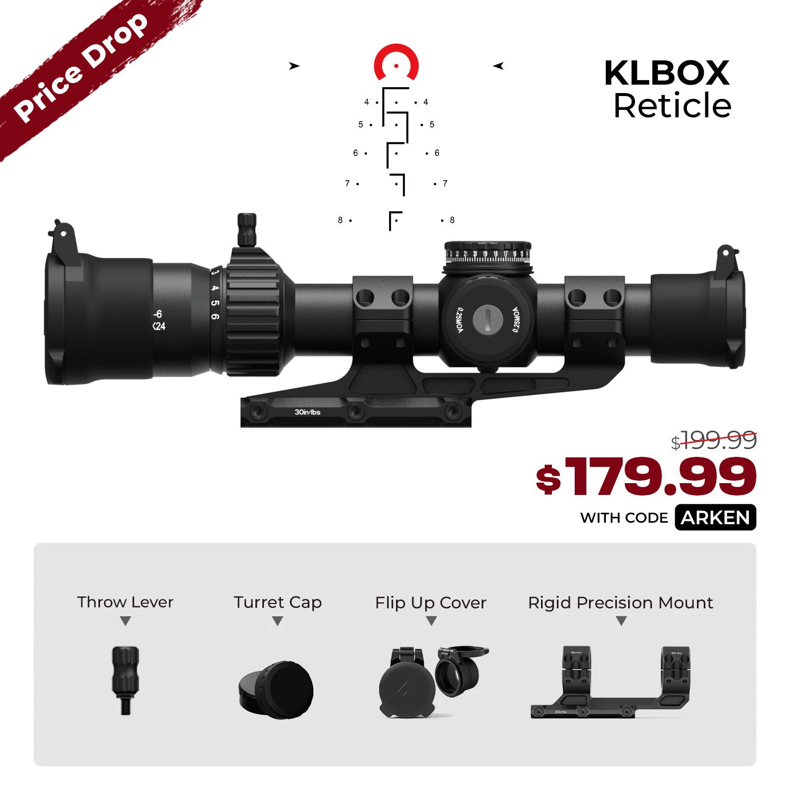LH-6 1-6x24 SFP LPVO Bundle with Scope Mount - Illuminated KLBOX - 30mm Tube