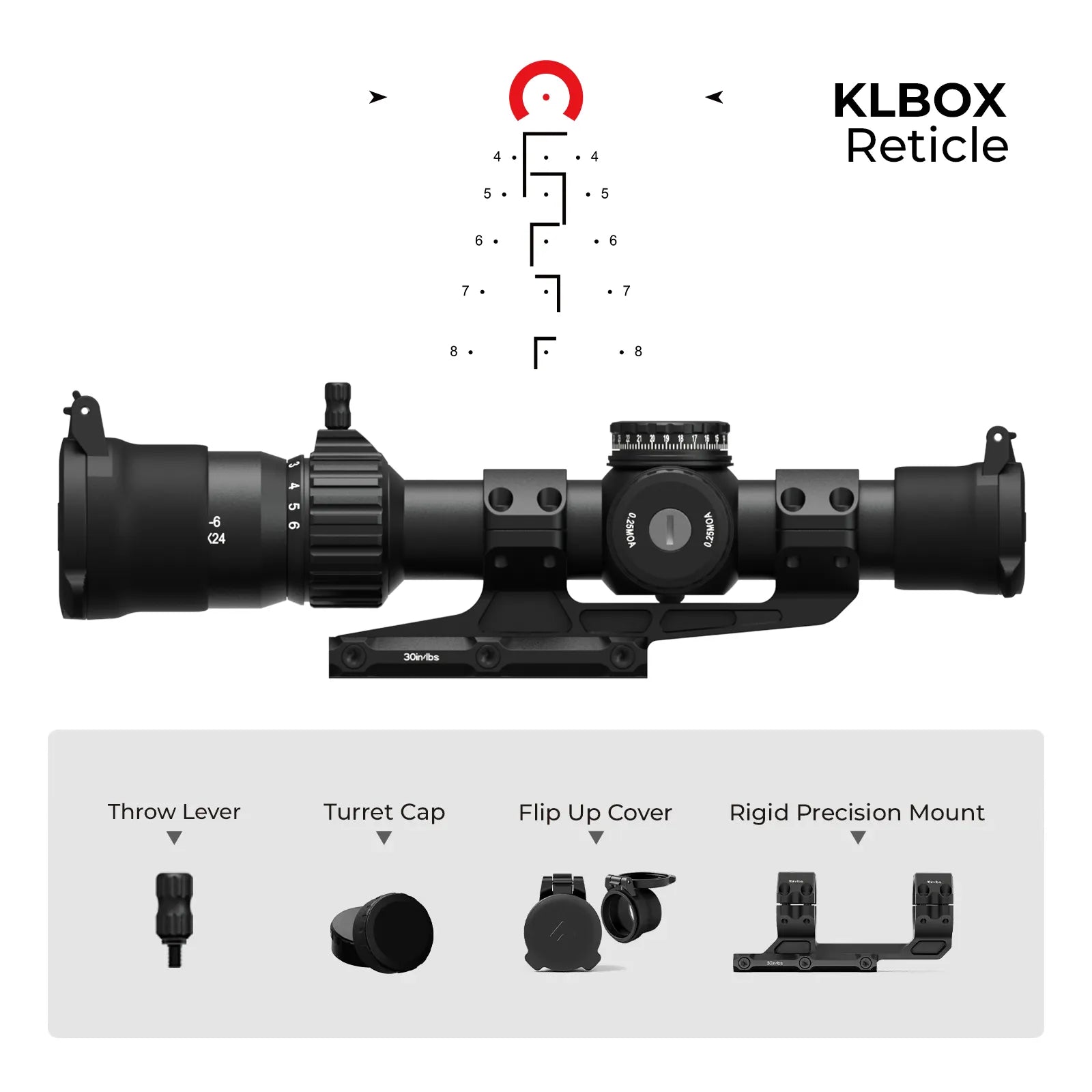 LH-6 1-6x24 SFP LPVO Bundle with Scope Mount - Illuminated KLBOX - 30mm Tube