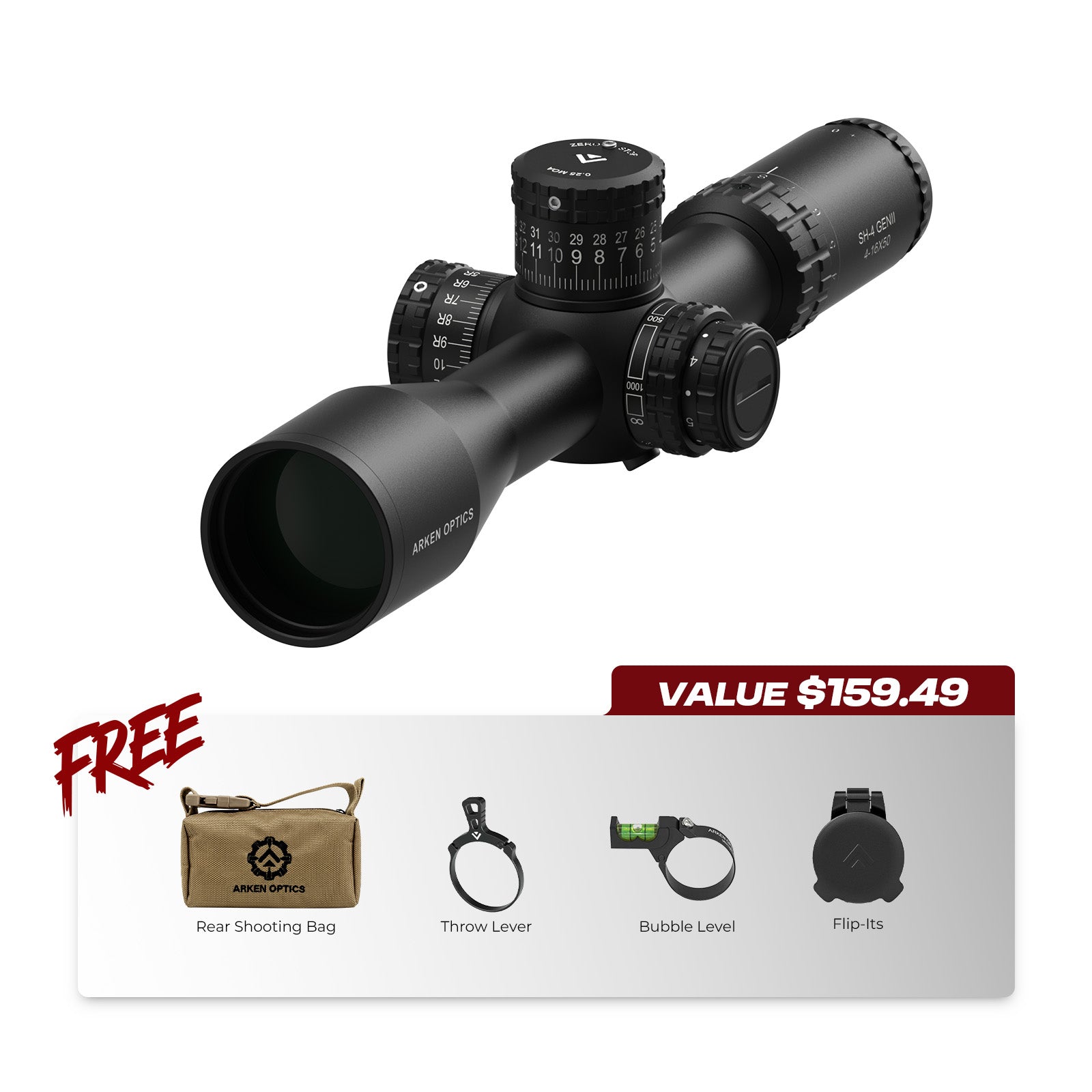 SH-4 GENII 4-16X50 FFP Illuminated VHR/VPR - Zero Stop - 34mm Tube